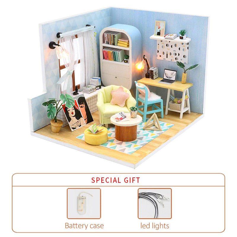 Diy Kit de casa de muñecas en miniatura Casas grandes Sea Villa Casa de muñecas de madera con muebles Roombox Ensamblar juguetes Niños Regalos de cumpleaños Casa