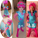 Disfraces para niños Vestidos para niñas Trolls Poppy Disfraz Vestido para niñas Disfraces de Halloween para niños Disfraz de Carnaval Disfraces