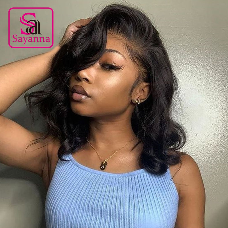 HD Lace Frontal Wigs For Women Short Bob Wig 13X4 Lace Front Human Hair Wigs With Baby Hair Brazilian Wavy Bob Wigs Pre Plucked