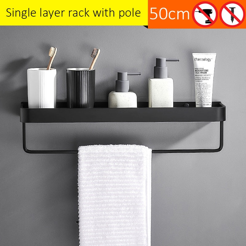 Black Bath Shelves Bathroom Shelf Organizer Nail-free Shampoo Holder Shelves  Storage Shelf Rack Bathroom Basket Holder EL1018