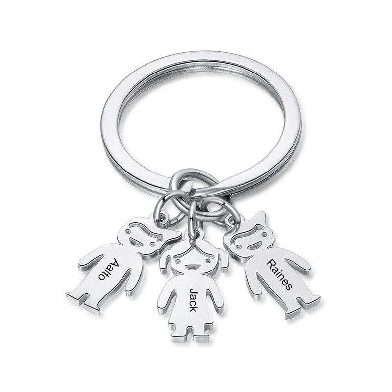 JewelOra Personalisierter Name Edelstahl Kinder Charm Schlüsselanhänger Personalisierte Gravur Junge/Mädchen Charms für Damen Damen