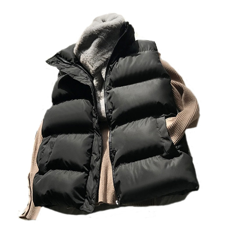 Chaleco de plumón de algodón para mujer, chaleco holgado, chaqueta cálida, chaqueta acolchada de algodón, chaleco de invierno sin mangas para mujer 2022