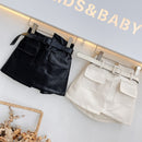 Girl Spring Autumn Pu Leather Skirt with Belt Baby Kids Children Fashion Clothes Two Colors