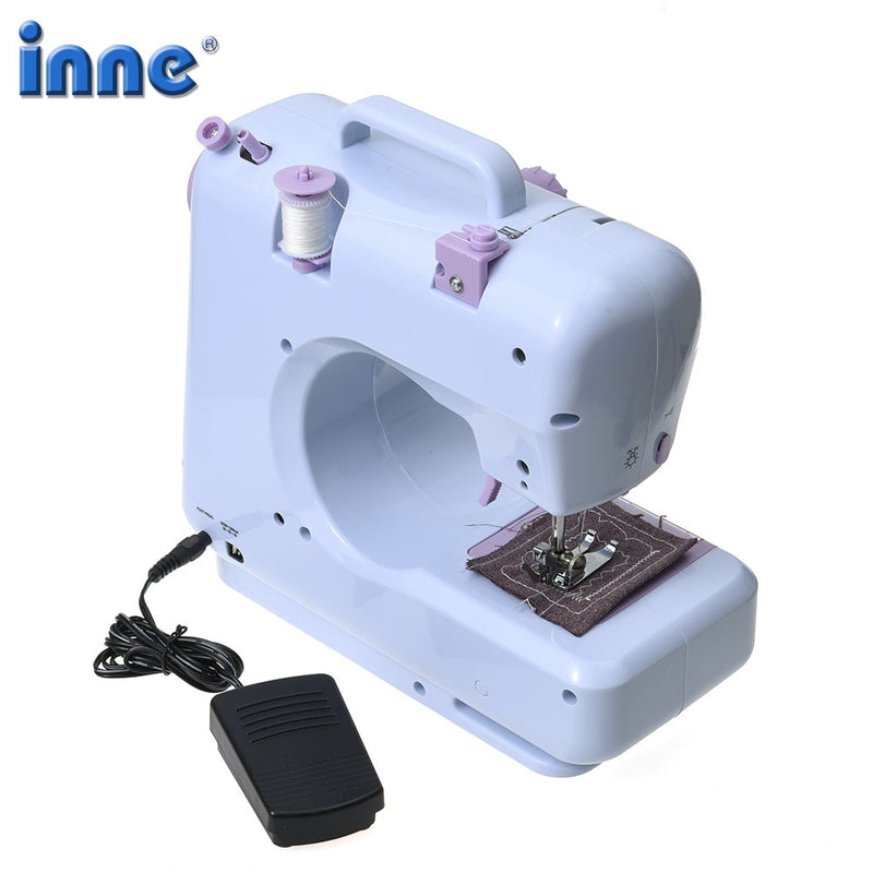 Inne Portable Sewing Machine Mini Electric Household Crafting Mending Overlock 12 Stitches with Presser Foot Pedal Beginners