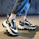 Women Chunky Sneakers Vulcanize Shoes Korean Fashion Female Black White Platform Thick Sole Casual Dad Shoes Woman Sneakers 8cm