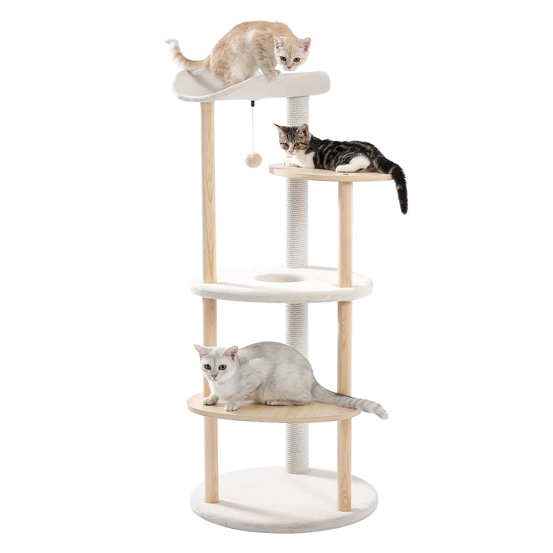 Wood Cat Tree Cats Multi Floor Large Play Tower Sisal Scratching Post Kitten Furniture Activity Centre  Condo Playhouse Dang toy