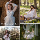 Ordifree 2021 Summer Women Long Tulle Dress Long Sleeve Embroidery Wedding Vocation Sexy White Lace Maxi Tunic Beach Dress