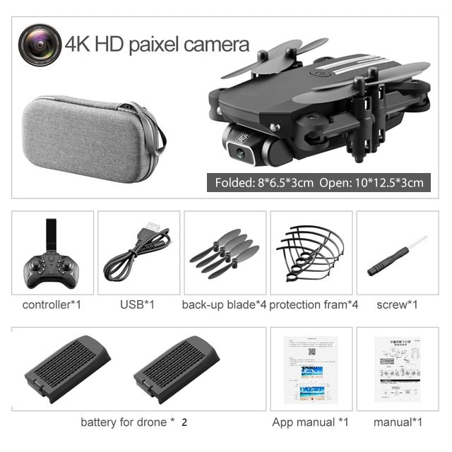 Mini RC Drone 4K HD Camera Quadcopter WiFi Fpv Air Pressure Altitude Hold Black And Foldable Mobile Control Dron Toys 2021