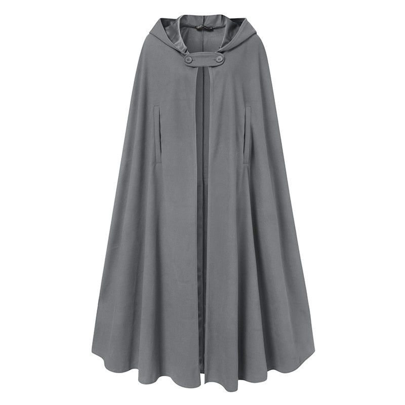 ZANZEA Mujer Poncho Invierno Con Capucha Frente Abierto Capa Suelta Sólido Abrigo Largo Sudaderas Con Capucha Cosplay Outwear Navidad Capa Casual