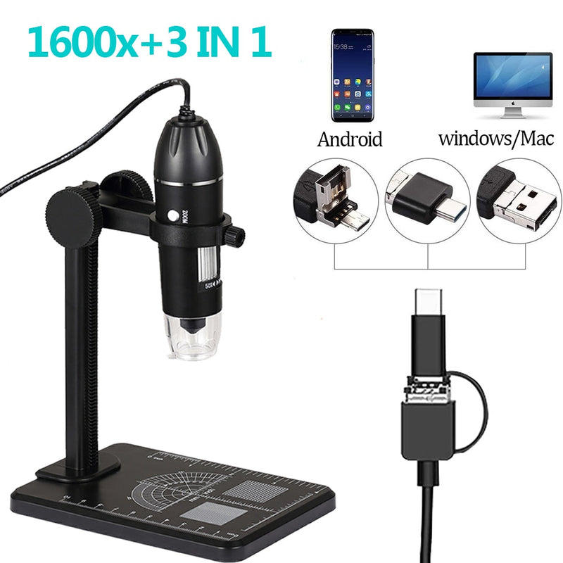 1600X 1000X Wifi Elektronische tragbare digitale USB-Schnittstelle Elektronenstereomikroskope 8 LED-Halterung für Android IOS PC