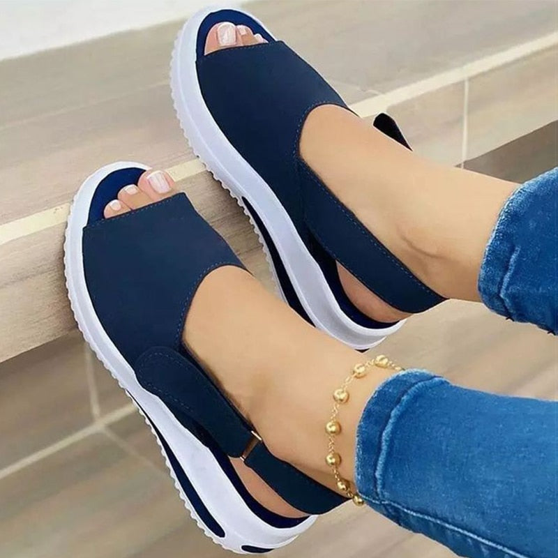 Sandalias de Mujer 2022, Sandalias de tacón, zapatos de verano Peep Top, Sandalias de plataforma para Mujer, zapatos de cuña suave, Sandalias, calzado informal para Mujer