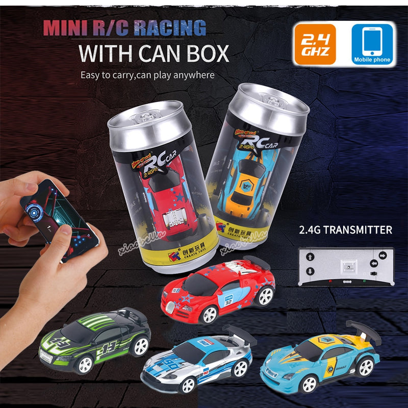 1:58 Control remoto MINI RC coche con batería coche de carreras PVC latas Pack máquina Drift-Buggy Bluetooth radio controlado juguete chico