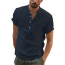 Men's Casual Cotton Linen Shirts Summer Short Sleeve Linen Turn-Down Collar Shirts Handsome Men Shirts