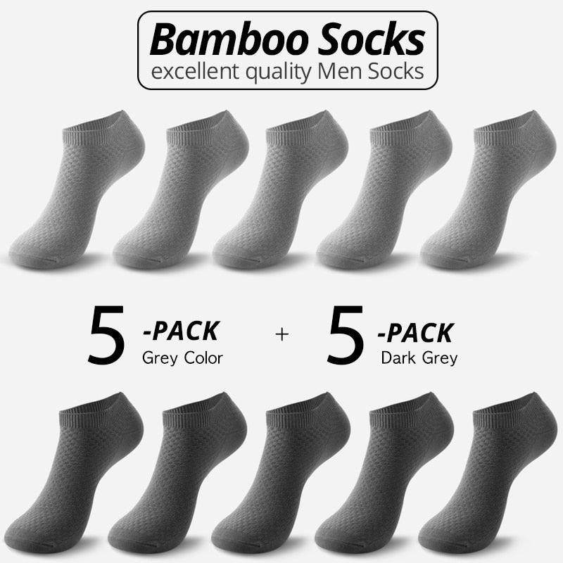 10 pares de calcetines de fibra de bambú para hombre, calcetines tobilleros cortos de negocios negros para hombre, calcetines transpirables de verano para hombre, zapatos de vestir, talla de ropa 38-44