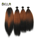 Yaki Straight Hair Bundles Ombre Bundles Synthetic Hair 4Pcs/Pack 18-22inch 245g Bundles With Closure BELLA Weave Hair Extension