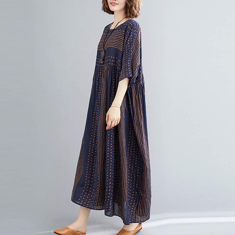 Übergroßes Polka Dot Gestreiftes Sommerkleid 2022 Damen Lange Kleider für Frauen Neue Mode Baumwolle Casual Vintage Kleid Vestidos