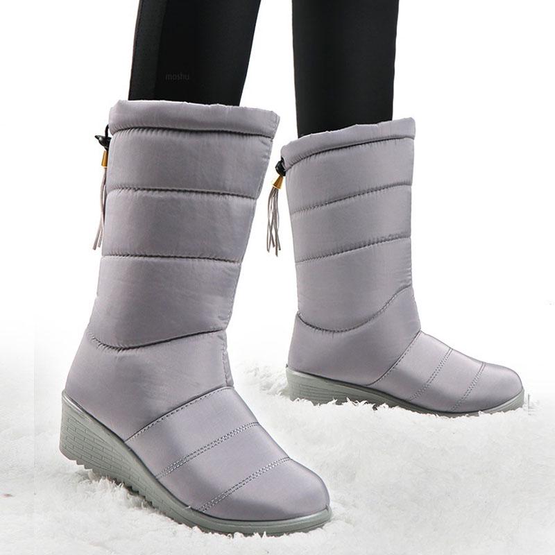 Botas de invierno para mujer, botas de nieve impermeables a media pantorrilla, botas cálidas de piel para mujer, zapatos de invierno, calzado para mujer, Chaussures