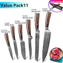 Kitchen Knife 1-9pcs Chef Knives 7CR17 440C High Carbon Stainless Steel Damascus Drawing Gyuto Cleaver Set Slicer Santoku Knife
