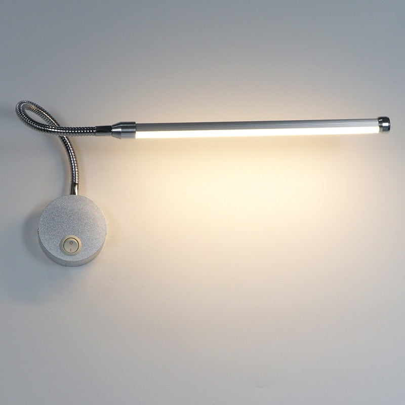 Luz de pared del dormitorio Iluminación de lectura de cabecera Lámpara de pared LED de 6W con interruptor de perilla Aluminio Ángulo de 360 ​​​​grados AC90-260V ajustable