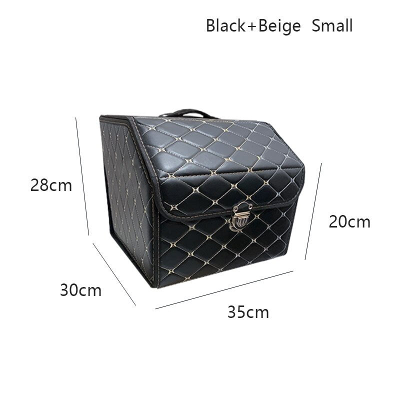 AUTOROWN PU Leather Trunk Organizer Box for Shopping Camping Picnic Home Garage Storage Bag Auto Interior Accessories S/M/L