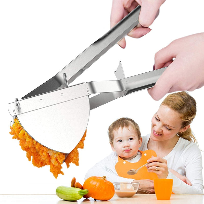 LMETJMA Potato Ricer Stainless Steel Potato Masher Heavy Duty Potato Ricer Masher For Baby Food Fruit Vegetable Juicer KC0154