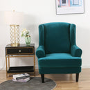 Funda para silla con respaldo de ala Fundas elásticas de terciopelo Spandex para sillas de oficina Conjunto elegante de 2 piezas con banda elástica