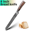 Kitchen Knife 1-9pcs Chef Knives 7CR17 440C High Carbon Stainless Steel Damascus Drawing Gyuto Cleaver Set Slicer Santoku Knife