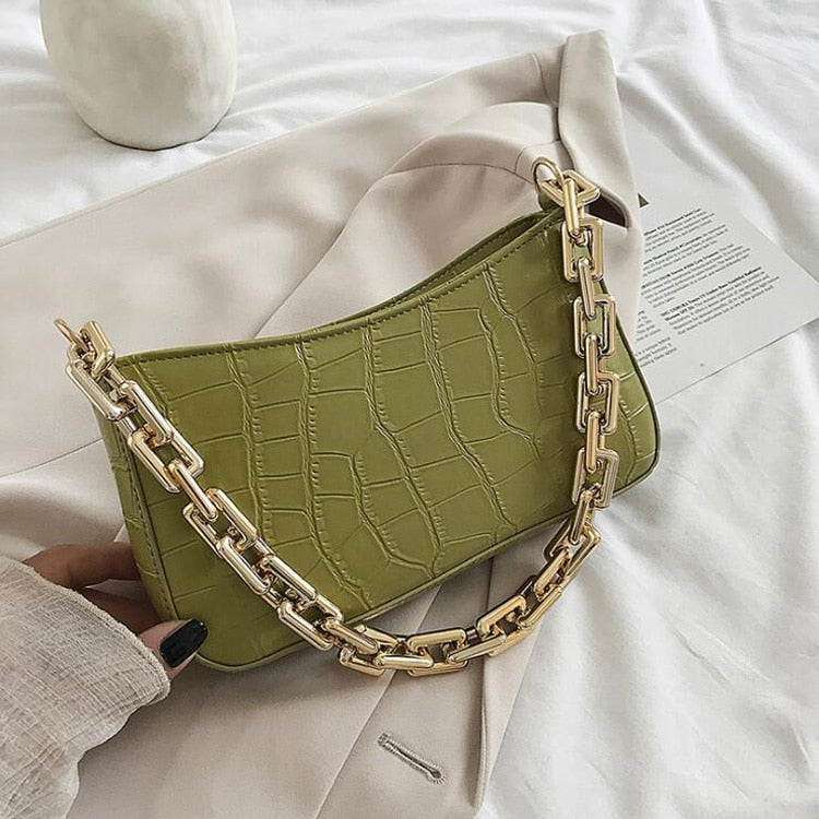 2022 Fashion Chain Shoulder Bag Luxury Handbags And Purses Designer Armpit Bags For Women Solid Stone Pattern Lady Hand Bag