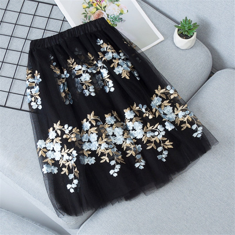 Teen Girls Skirts Embroidery Kids Sequin Skirt for Girls 2022 Summer Dance Long Skirt Princess Skirt Elastic Waist Child Clothes