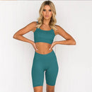 Conjunto de Yoga sin costuras, ropa de entrenamiento para mujer, conjunto de gimnasio acanalado, conjunto deportivo de 2 piezas, sujetadores deportivos para mujer, pantalones cortos de Yoga, ropa de gimnasio para mujer