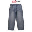 LAPPSTER Solid Blue Jeans Men 2022 Mens Korean Fashions Harem Denim Pants Male Vintage Streetwear Baggy Clothing Regular Fit