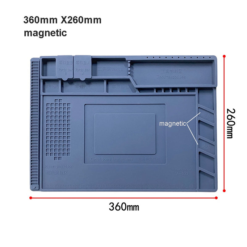 S-160 Silicone Pad Desk Platform 45x30cm for Soldering Station Iron Phone PC  Repair Mat Magnetic Heat Insulation No Lead