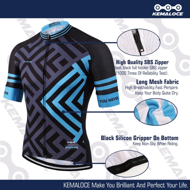 KEMALOCE Cycling Jersry Latest Full Sublimation Breathable Blue Comfortable Road Bike Wear Personalized China Men Cycling Shirt