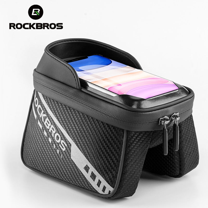 ROCKBROS Fahrrad Oberrohrtasche Regendicht MTB Fahrradrahmen Vorderkopf Handy Touchscreen Tasche Pannier Bike Zubehör