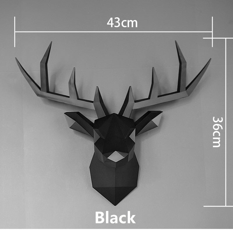 3D Animal Head Wall Hanging Decoration Animal Figurine Living Room Wall Decor Decorative Deer Sculpture Home Interior Decoration