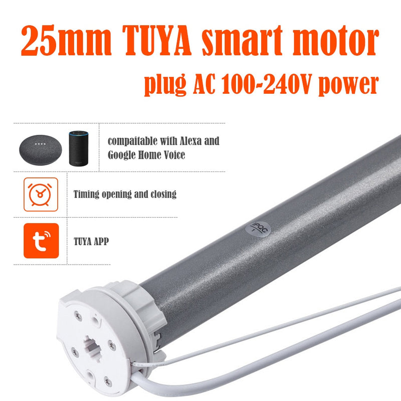 Tuya Smart Control WiFi Motor Electric Roller Blinds Shades Compatible with Google Alexa Voice Customized Size