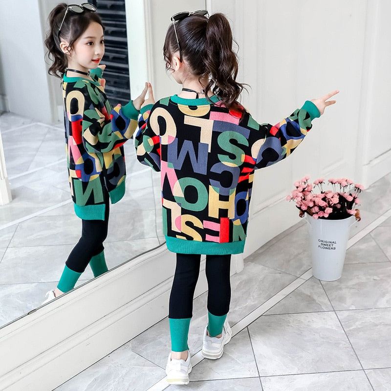 2019 Autumn Girls Clothing Sets Children Tracksuit Fashion Zipper Coat And Pant Set Kids Clothes Set Carnival Girl Sports Suit