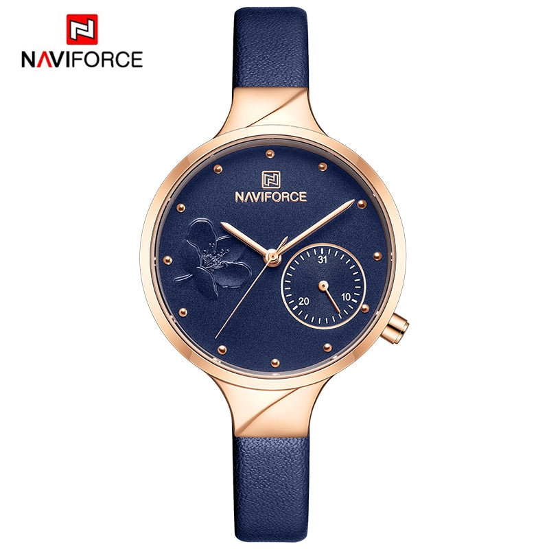 NAVIFORCE Women Watches Top Brand Luxury Fashion Female Quartz Wrist Watch Ladies Leather Waterproof Clock Girl Relogio Feminino