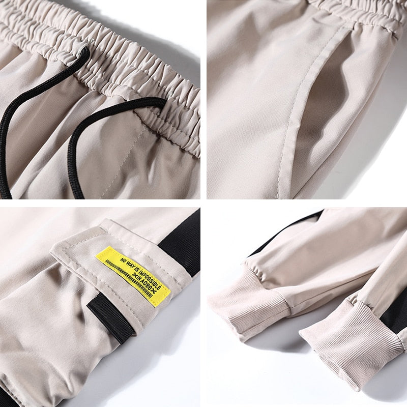 Pantalones Cargo negros para hombre, ropa informal estilo Hip Hop, pantalones bombachos para correr, pantalones de chándal Harajuku informales para hombre, novedad de verano 2021, pantalones para hombre