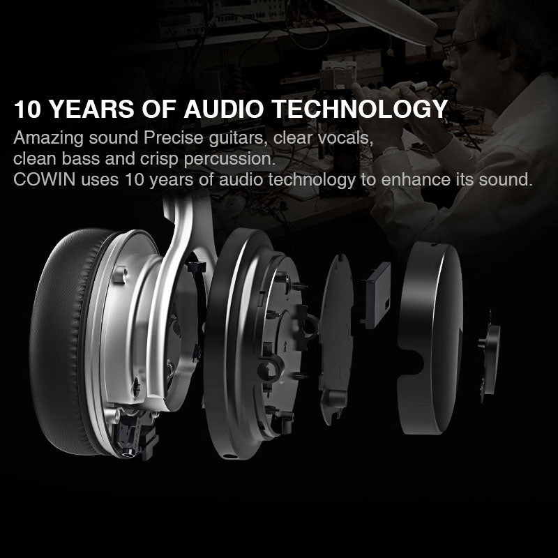 Cowin E-7 auriculares bluetooth auriculares inalámbricos anc cancelación activa de ruido auriculares sobre la oreja estéreo graves profundos casque
