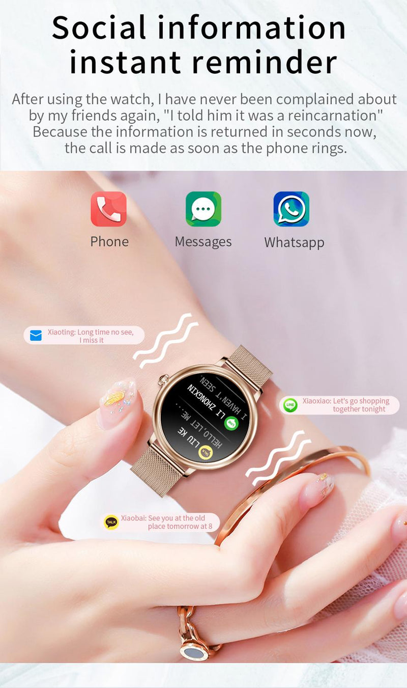 2022 SANLEPUS, reloj inteligente elegante para mujer, reloj de pulsera resistente al agua de lujo, reloj inteligente informal de acero inoxidable para chicas para Android iOS