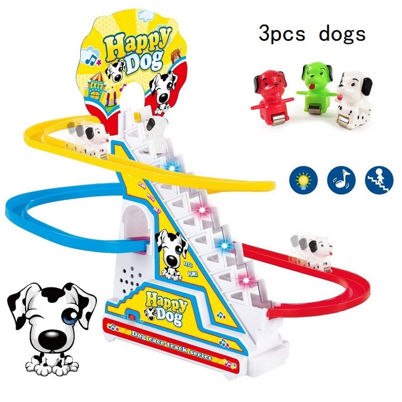 Climbing Stairs Track Toys Cartoon Penguin Dinosaur Dog Duck For Children Electronic Music Kids Funny Boys Girls Birthday Gift