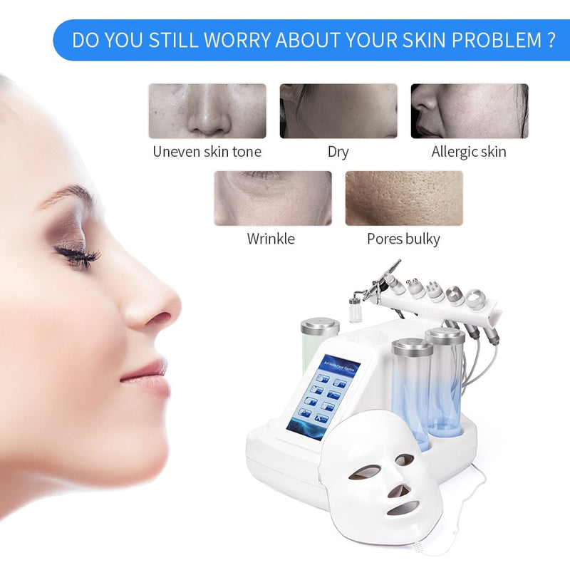 7 en 1 Hydra Dermabrasion Peel Clean Cuidado de la piel BIO Light RF Vacío Cara Limpieza de la piel Hydro Water Oxygen Jet Peel Machine