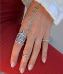 Rose gold CZ charm Multi Chain Tassel Bracelet Bangle Slave Finger bangle Hand Harness Gold Bracelets