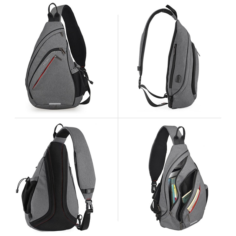 Mixi, mochila de un hombro para hombre, bolso bandolera para mujer, bandolera USB para niños, deportes de ciclismo, viaje, bolso de moda versátil, bolso escolar para estudiantes