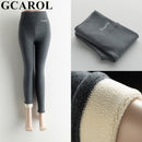 GCAROL Damen-Leggings aus dickem Fleece mit hoher Taille und Buchstaben, Stretch, Winter, nahtlos, Fitness, kann unter Null getragen werden