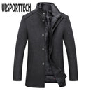 Winter Warm Wool Blend Coat Men Thick Overcoats Topcoat Mens Single Breasted Jackets And Coats With Adjustable Vest Men&