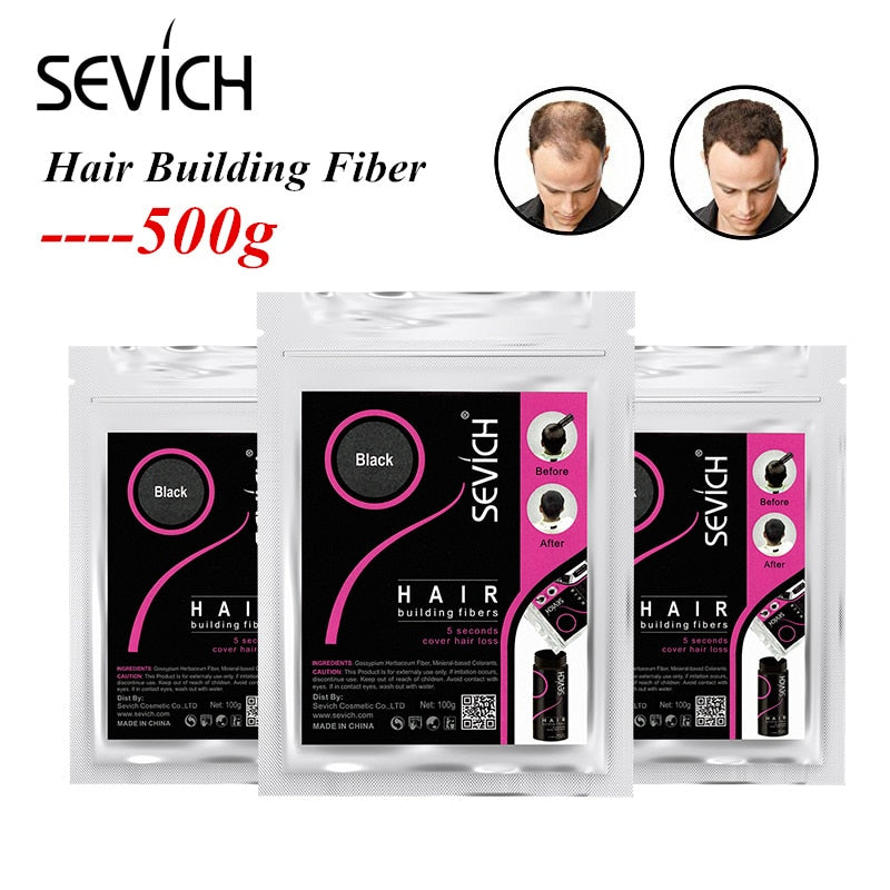 Sevich 500g Recarga de fibra para la construcción del cabello Adelgazamiento del cabello Fibra de queratina para el crecimiento del cabello Productos anticaída del cabello