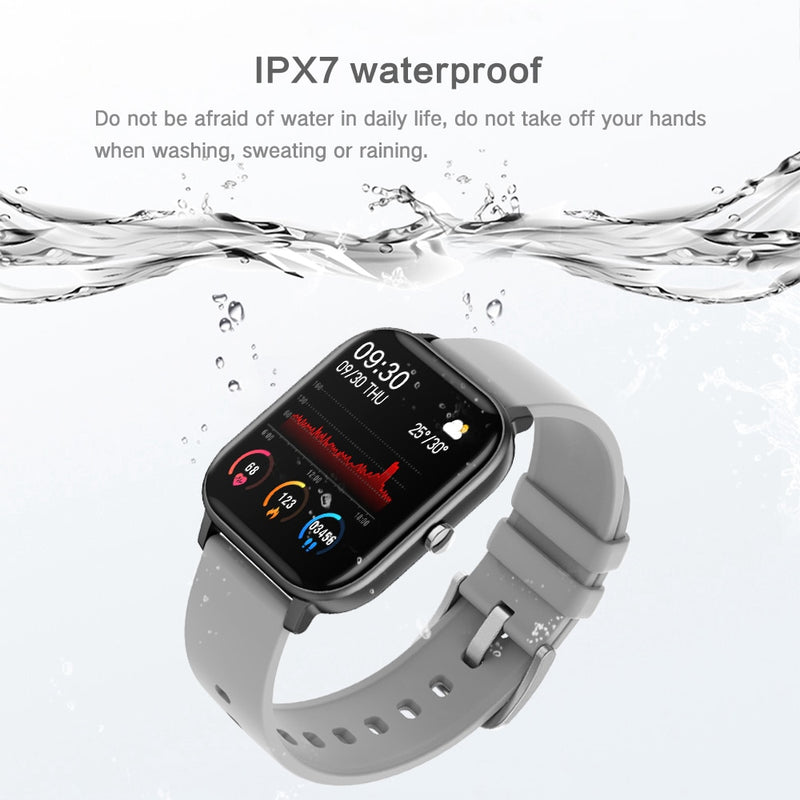 Reloj inteligente UTELITE P8 para hombres y mujeres, frecuencia cardíaca IP67, resistente al agua, pantalla táctil HD, banda GTS para IPhone, Huawei, Xiaomi