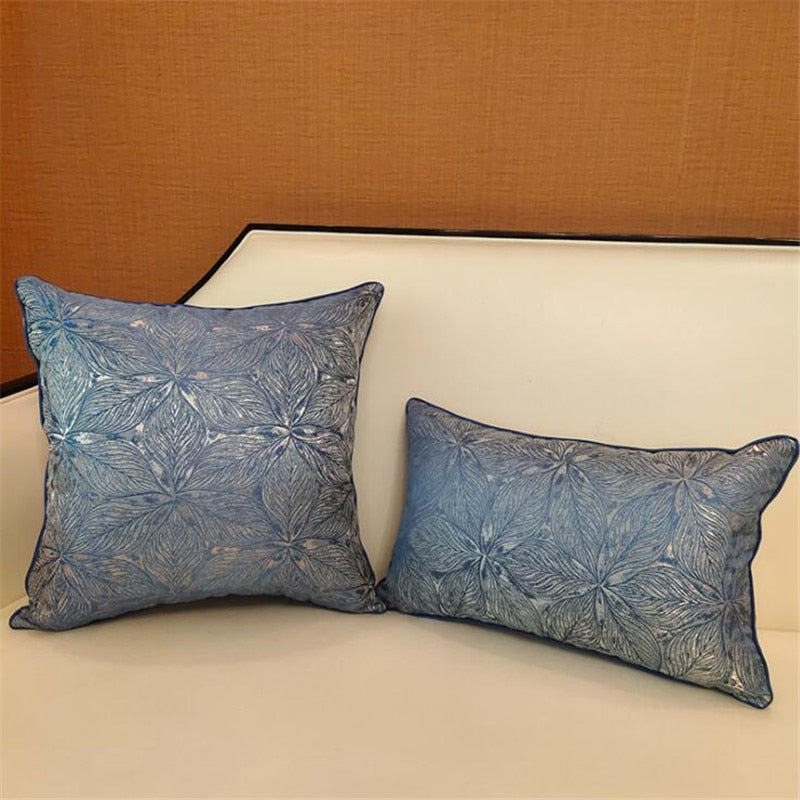 Fundas de cojín de sofá de lujo ligeras, fundas de almohada simples modernas de rejilla azul verde, fundas de almohada europeas de alta calidad, decoración de cama para el hogar